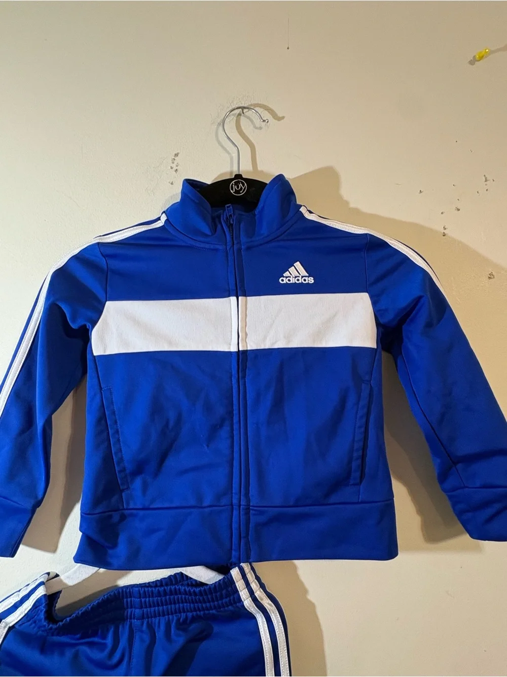 adidas Kids Blue White Track Jacket & Pants Set boys 24 month